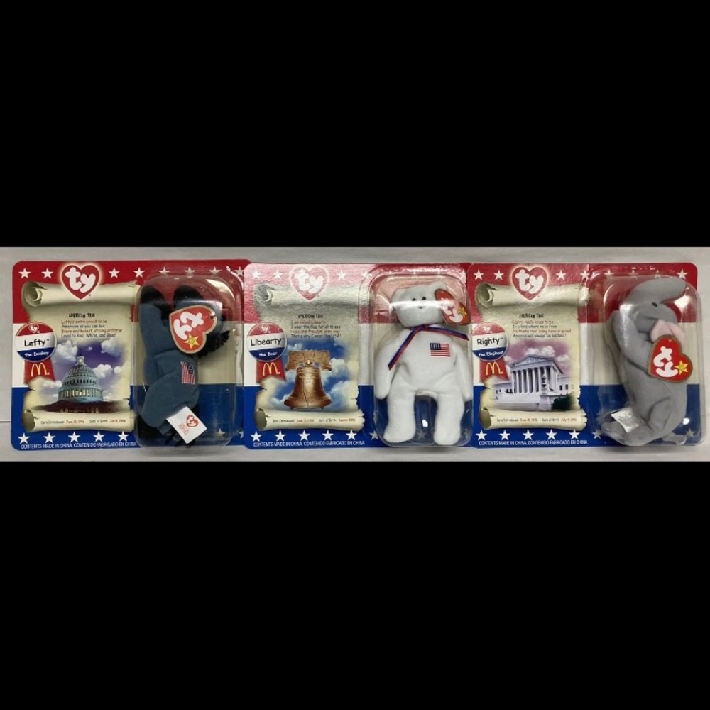 Ty Teenie Beanie Babies The American Trio 2000 McDonalds Original Packaging